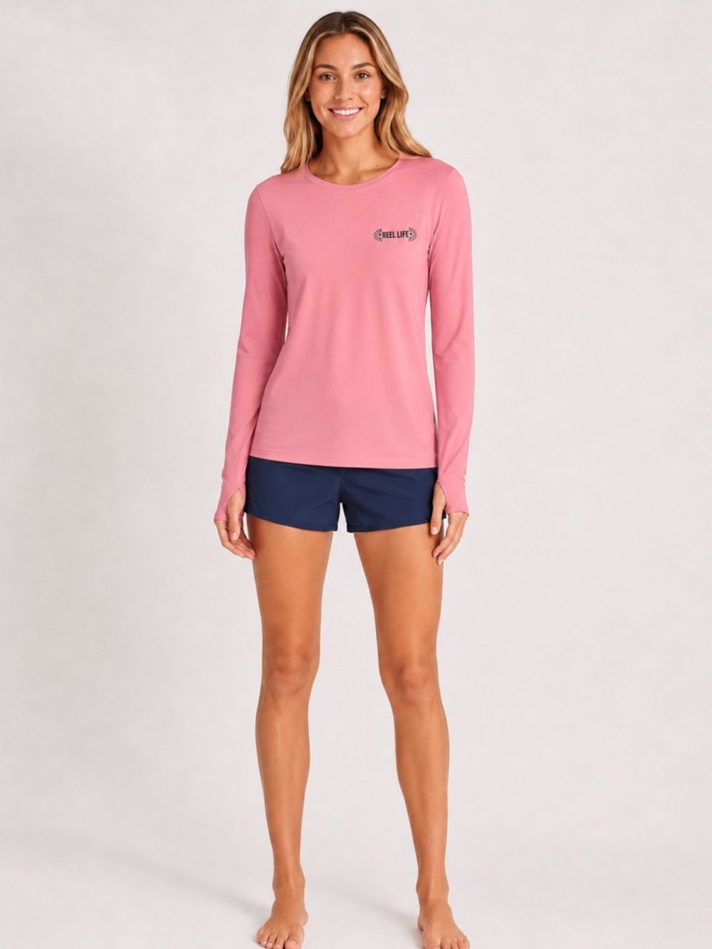 🌞🕶️🌊REEL LIFE Women’s Long Sleeve UV 50+ Swim Tee Rash Guard with Thumb Holes